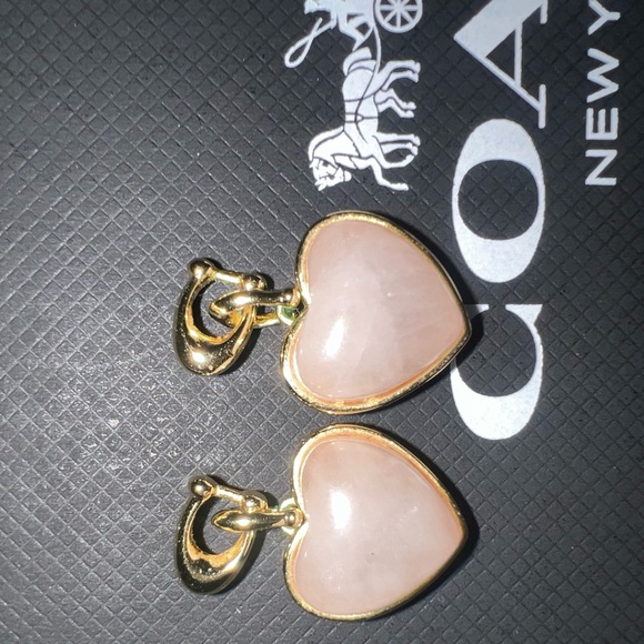 Coach Gold and Pink Heart Earrings - Picture 3 of 5